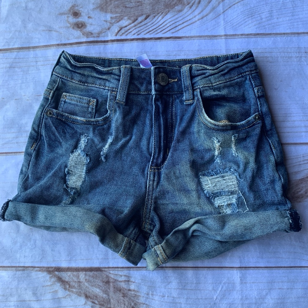 Justice Blue Distressed Jean Shorts Size 19
